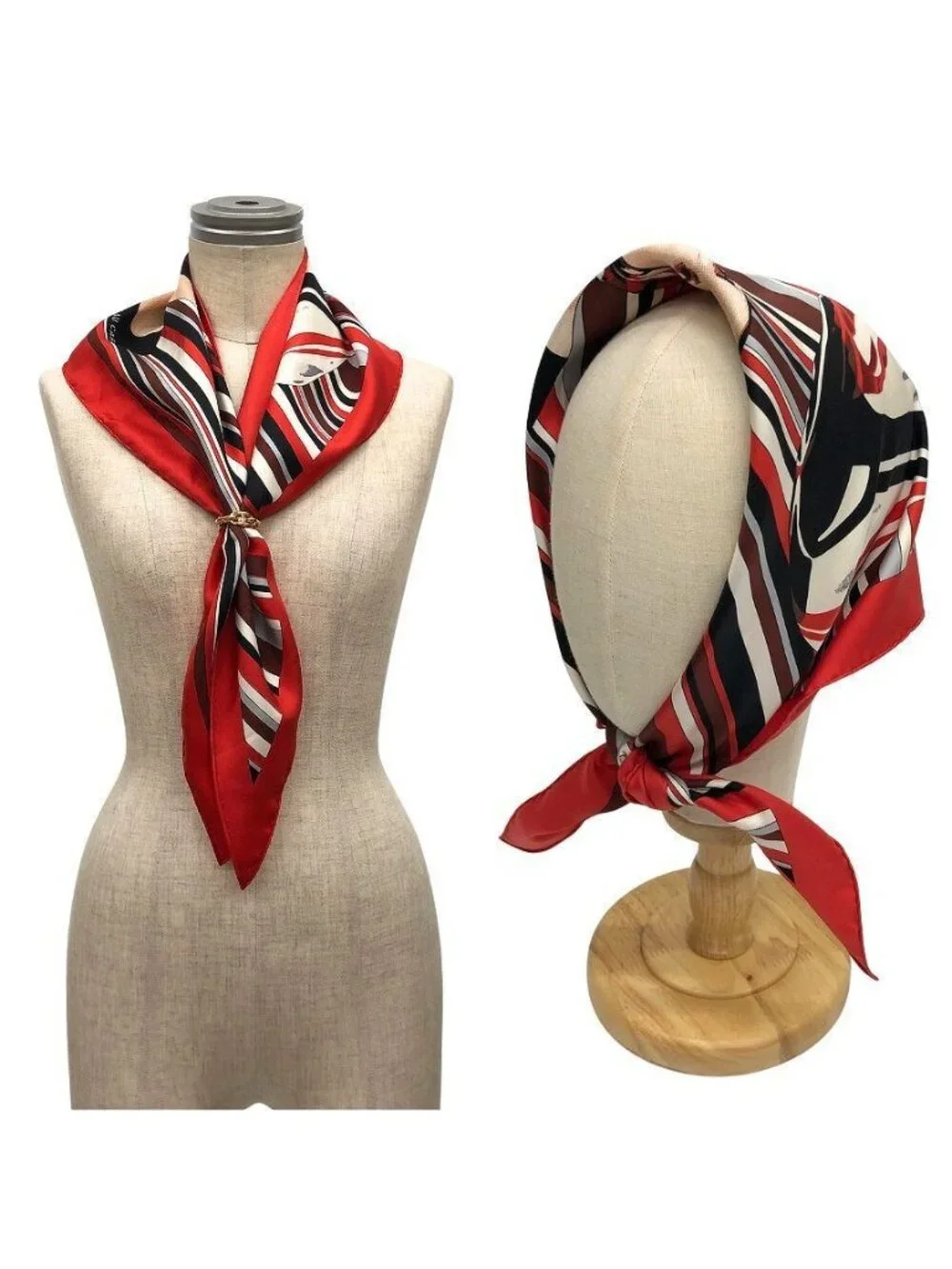 Hermes Pointe la Femme AU Carre Pattern Pointu Triangle Scarf Silk